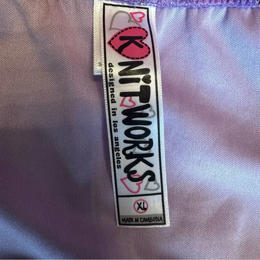 Y2K Knitworks Purple Graphic Patterned High-Low Lined‎ Skirt size XL